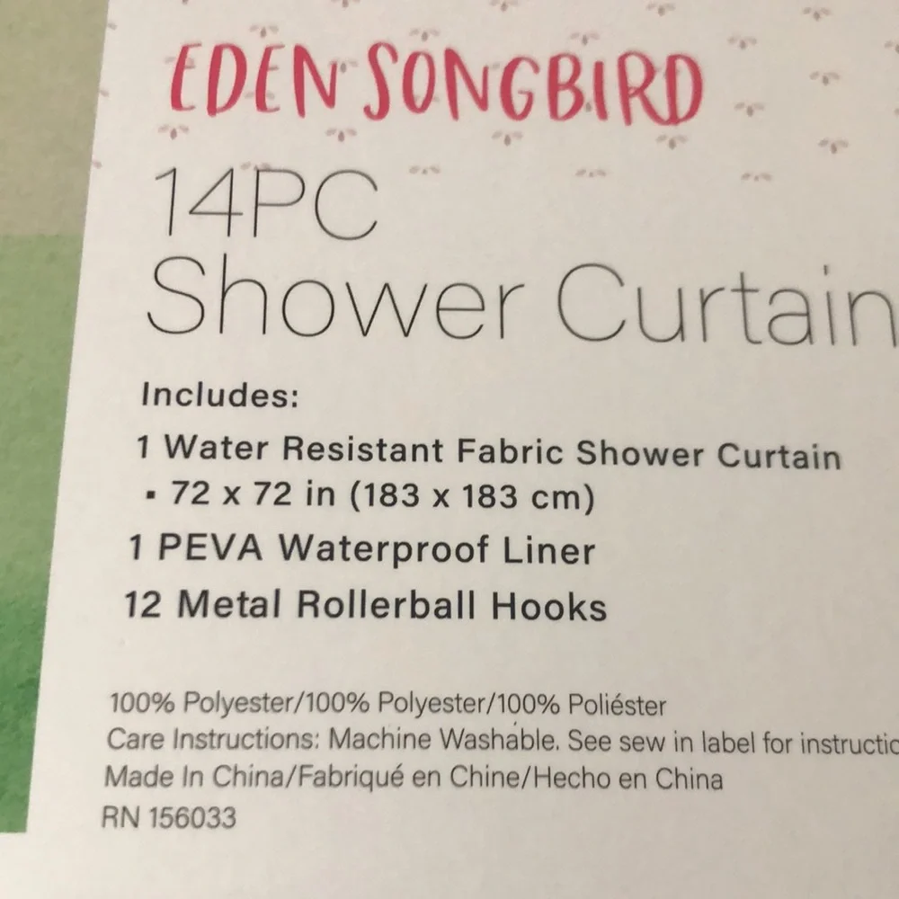 Bird & Palm Print Shower Curtain Set
